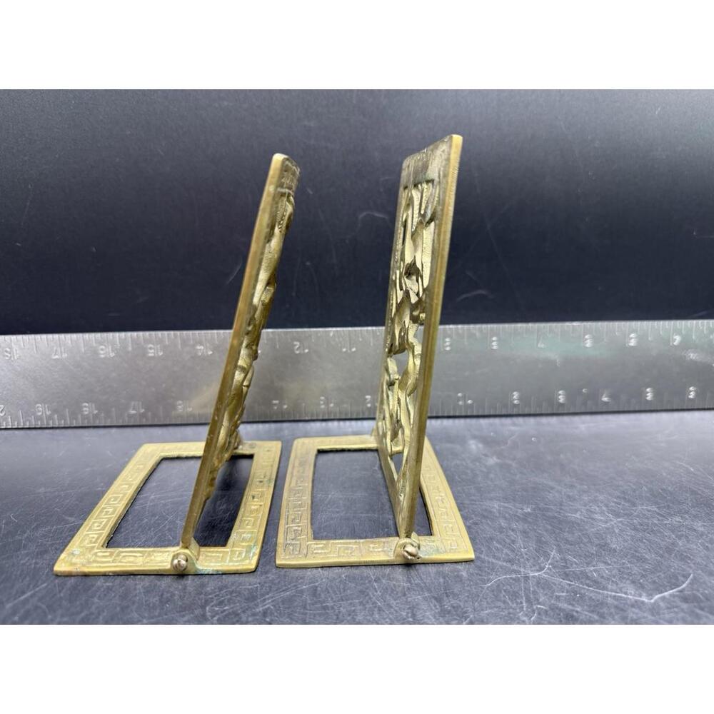 Vintage Pair BRASS COLLAPSIBLE HORSE BOOKENDS, 6 3/4" X 4 1/8" - Picture 11 of 15
